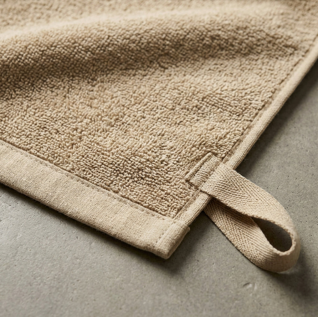 Heare Loopset Gym Towels 30 x 16 in Sand Cotton Blend 2 Pack - Detail view