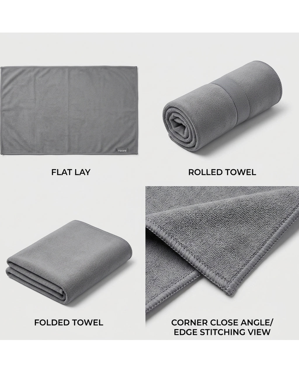 Heare Microfiber Sports Towel Gray 40 x 20 in