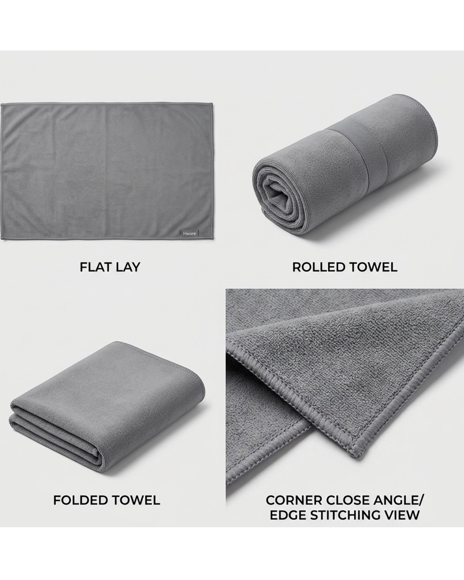 Heare Microfiber Sports Towel Gray 40 x 20 in